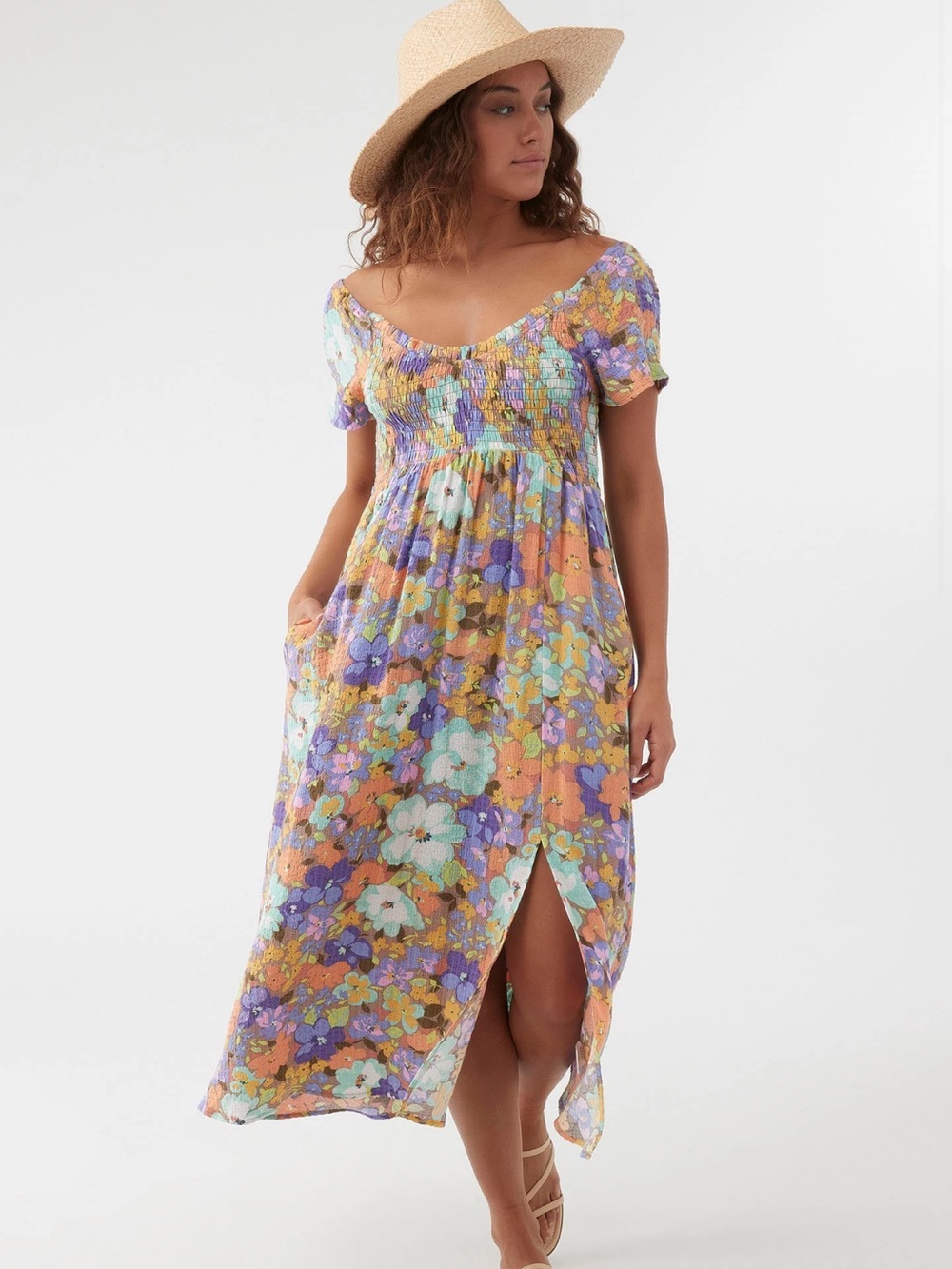 O’Neill Hayzel Floral Smocked Midi Dress